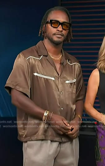 Scott's brown western satin shirt on Access Hollywood