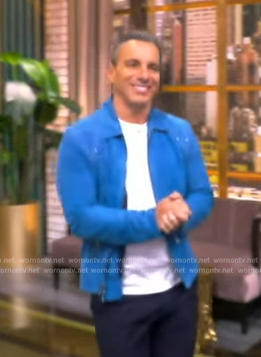 Sebastian Maniscalco's blue suede jacket on The View