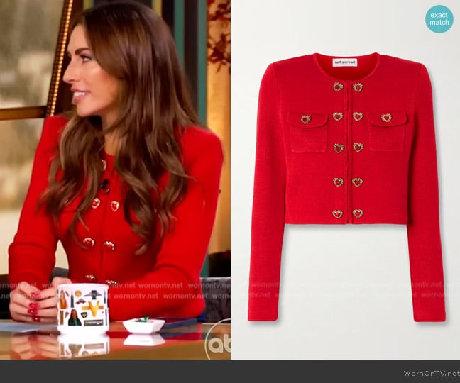 Self Portrait Heart Button Knit Cardigan Sweater worn by Alyssa Farah Griffin on The View