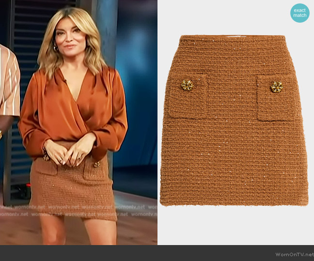 Self Portrait Textured Knit Mini Skirt worn by Kit Hoover on Access Hollywood