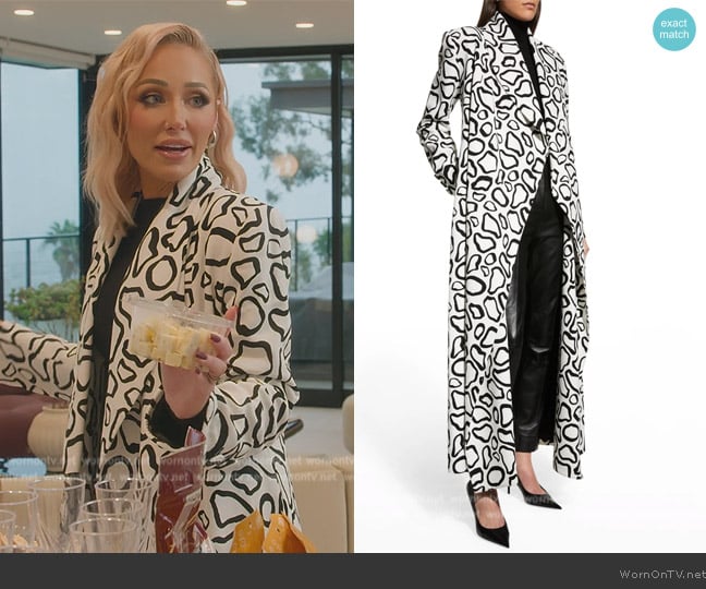 Sergio Hudson Abstract-Print Long Swing Coat worn by Maya Vander on Selling Sunset