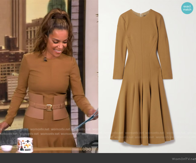 Sergio Hudson Paneled pleated woven midi dress worn by Sunny Hostin on The View