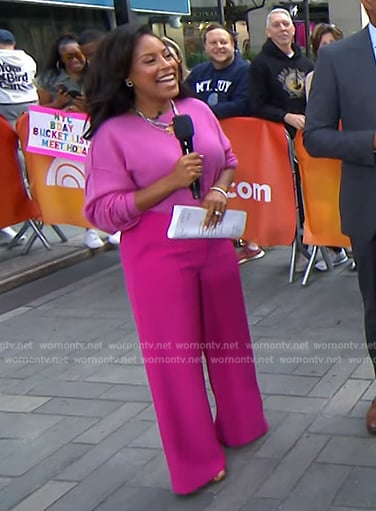 Sheinelle’s fuchsia pink wide-leg pants on Today