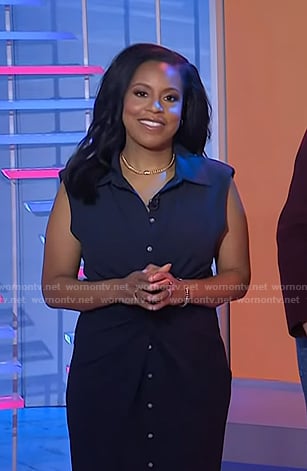 Sheinelle's navy sleeveless shirtdress on Today