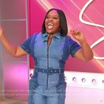 Sherri’s denim belted jumpsuit on Sherri