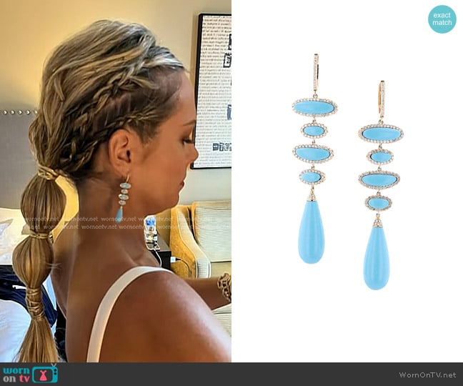 Sheryl Lowe One of a Kind Turquoise Drop Earrings with Diamond Frame worn by Dylan Dreyer on Today