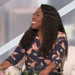 Sheryl’s navy floral wrap top on The Talk