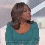 Sheryl’s teal rib knit long sleeve top on The Talk