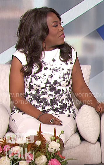 Sheryl's white and black floral dress on The Talk