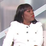 Sheryl’s white jacket with silver buttons on The Talk