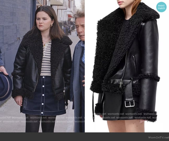 Simkhai Charleston Sherpa Moto Jacket worn by Mabel Mora (Selena Gomez) on Only Murders in the Building