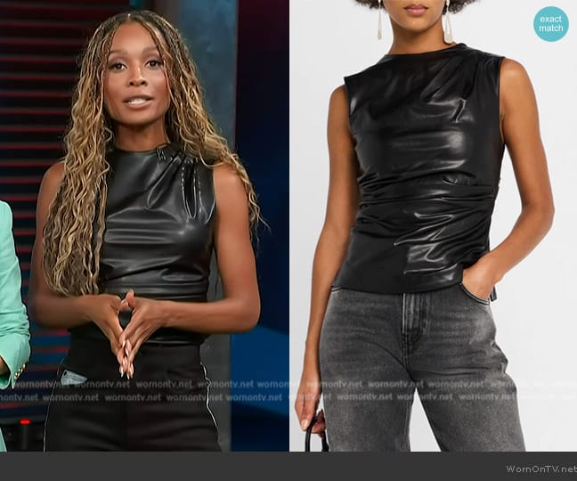 Simkhai Wynter Draped Top worn by Zuri Hall on Access Hollywood