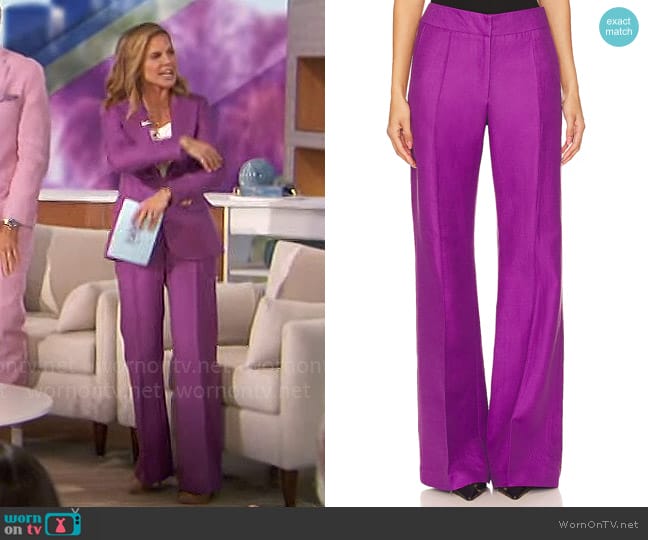 Smythe Wide Leg Pintuck Trouser in Violet worn by Natalie Morales on The Talk