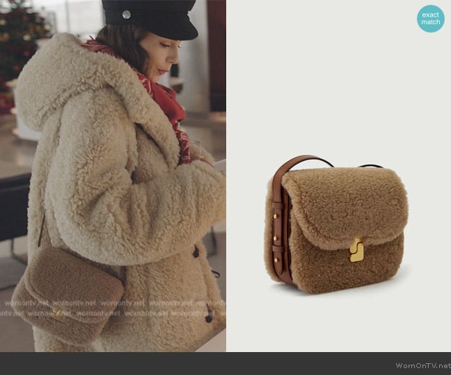 Soeur Belissima Mini Bag in Sable Noisette worn by Emily Cooper (Lily Collins) on Emily in Paris