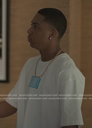 Spenser's white print tee on Reasonable Doubt