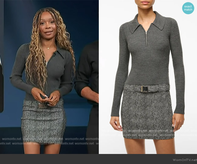 Staud Platt Mixed Media Long Sleeve Minidress worn by Zuri Hall on Access Hollywood