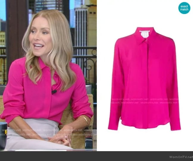 Stella McCartney Willow Silk Crepe de Chine Shirt worn by Kelly Ripa on Live with Kelly and Mark