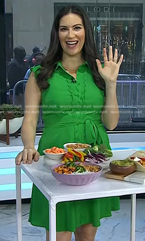 Stephanie Mansour's green scalloped trim dress on Today