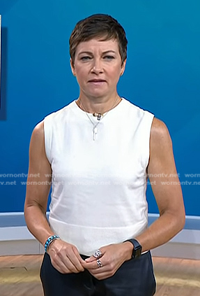 Stephanie's white sleeveless knit top on Today