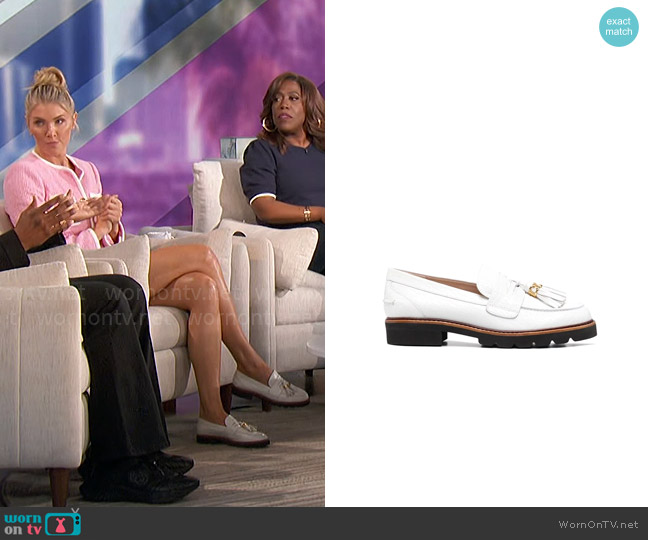 Stuart Weitzman Signature tassel detail loafers worn by Amanda Kloots on The Talk