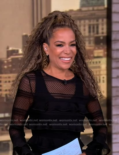 Sunny's black sheer ruffle top and skirt on The View