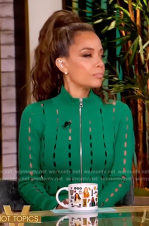 Sunny's green cutouts long sleeve dress on The View