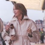 Sylvie’s beige belted coat on Emily in Paris