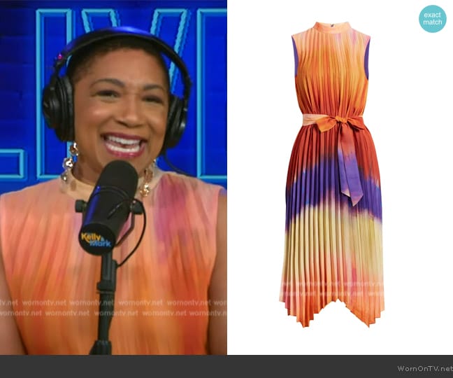 Tahari ASL Ombré Pleated Midi Dress worn by Deja Vu on Live with Kelly and Mark