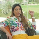 Taleen’s monogram knit zip jacket and yellow pants on The Real Housewives of Dubai