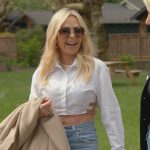 Tamra’s white buckle side crop top on The Real Housewives of Orange County