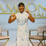 Tamron’s printed sleeveless jumpsuit on Tamron Hall Show