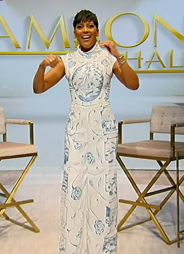 Tamron's printed sleeveless jumpsuit on Tamron Hall Show