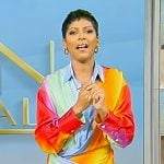 Tamron’s rainbow wrap mini shirtdress on Tamron Hall Show