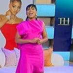 Tamron’s pink asymmetric dress on Tamron Hall Show