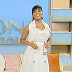 Tamron’s white belted trench dress on Tamron Hall Show