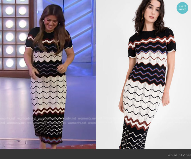 Tanya Taylor Leighton Knit Dress worn by Kelly Clarkson on The Kelly Clarkson Show