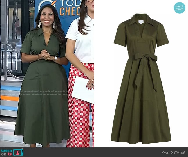 Tanya Taylor Shiv Cotton-Blend Shirtdress in Army worn by Dr. Taz Bhatia on Today