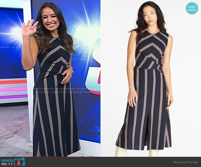 Tanya Taylor Theo Dress in Maritime Blue/Birch worn by Kaylee Hartung on Today