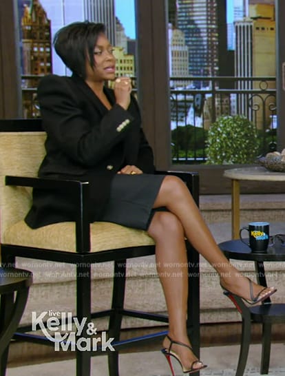 Taraji P. Henson's black sandals on Live with Kelly and Mark