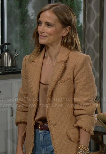 Taylor's brown tweed blazer on The Bold and the Beautiful