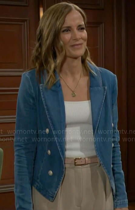 Taylor's denim blazer on The Bold and the Beautiful