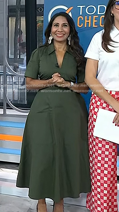 Dr. Taz Bhatia's green collared midi dress on Today