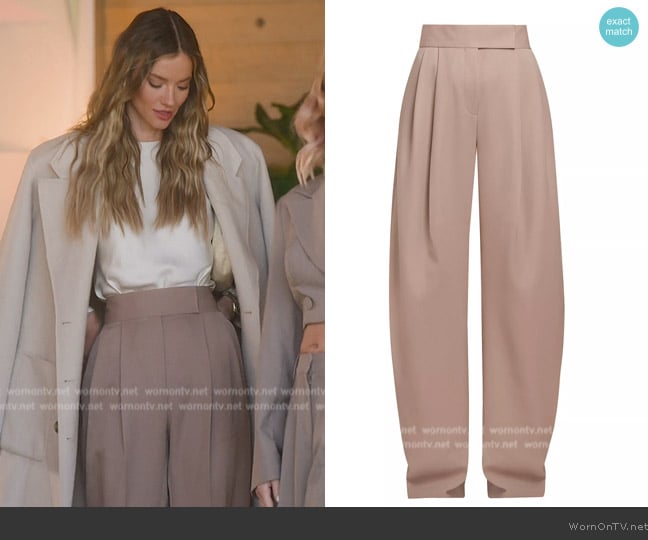 The Attico Pleated Wide-Leg Wool Trousers worn by Alanna Gold on Selling Sunset