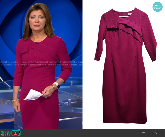 The Fold Sculpt Stretch Crepe in Magenta Pink worn by Norah O'Donnell on CBS Evening News