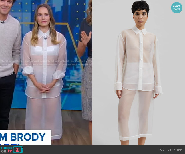 The Frankie Shop Peri Sheer Shirt and Skirt worn by Kristen Bell on Good Morning America