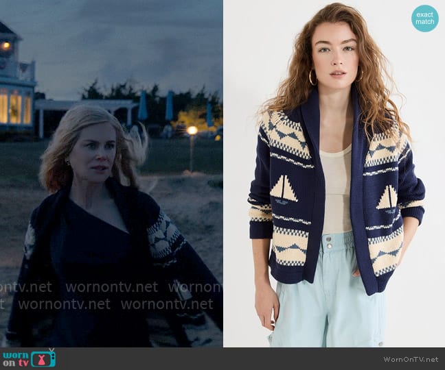 The Great The Sailboat Lodge Cardigan worn by Greer Garrison Winbury (Nicole Kidman) on The Perfect Couple