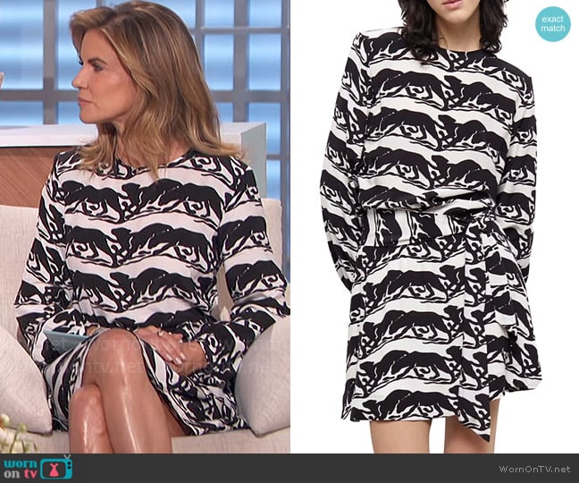 The Kooples Wild Panther Print Dress worn by Natalie Morales on The Talk