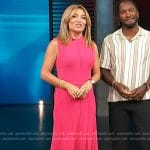 Kit’s pink scalloped knit maxi dress on Access Hollywood