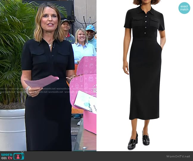 Theory Button Front Mixed Media Crepe Dress worn by Savannah Guthrie on Today