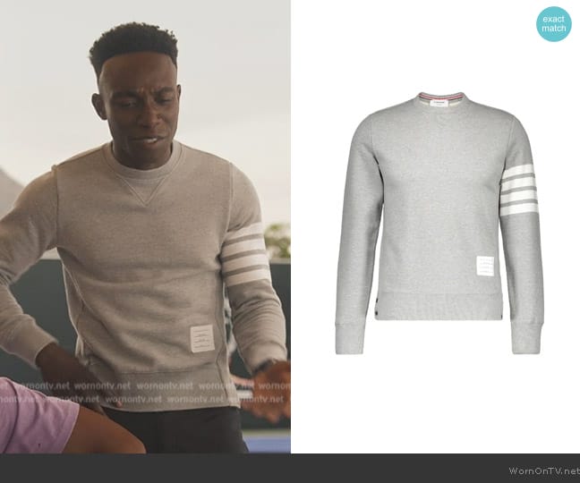 Carlton’s gray sleeve stripe sweatshirt on Bel-Air